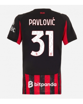 Billige Fotballdrakt AC Milan Strahinja Pavlovic #31 Replika Hjemmedrakt Dame 2025-26 Kortermet Billige Fotballdrakt AC Milan Strahinja Pavlovic #31 Replika Hjemmedrakt Dame 2025-26 Kortermet